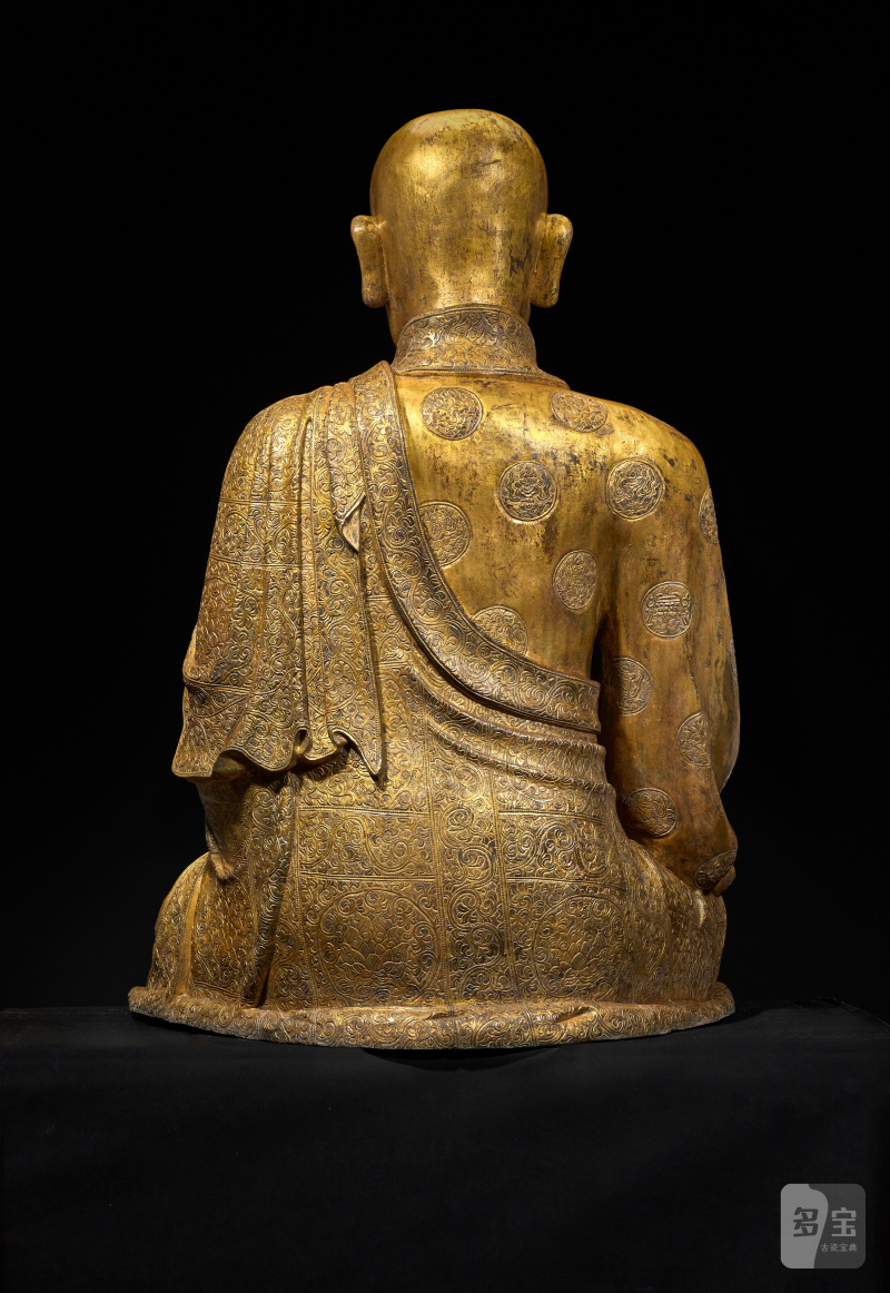 STATUE MONUMENTALE IMPÉRIALE D'UN MAÎTRE DE LA LIGNÉE DES KARMAPA EN BRONZE DORÉ  CHINE, DYNASTIE MING, XVE SIÈCLE - 图6